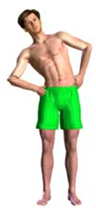 ICAK Health Tips - man demonstrating first position of side bends exercise
